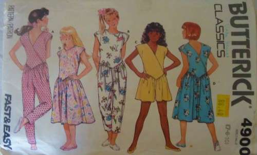 BUTTERICK 4900 GIRLS JUMPSUIT & DRESS SIZE GIRL 7-8-10 YEARS COMPLETE