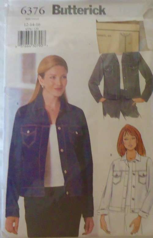 BUTTERICK 6376 DENIM JACKET SIZE 12-14-16 SEE LISTING-ZIPLOC BAG