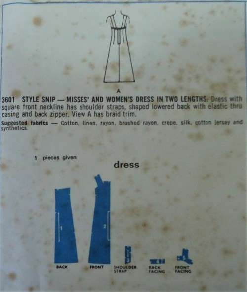 VINTAGE STYLE 3601 DRESS IN 2 LENGTHS SIZE 20 BUST 42` COMPLETE-UNCUT-F/FOLDED