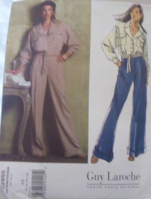 VOGUE PARIS GUY LAROCHE V2955 JACKET & PANTS SIZE AA=6-8-10-12  COMPLETE-UNCUT-F/FOLDED
