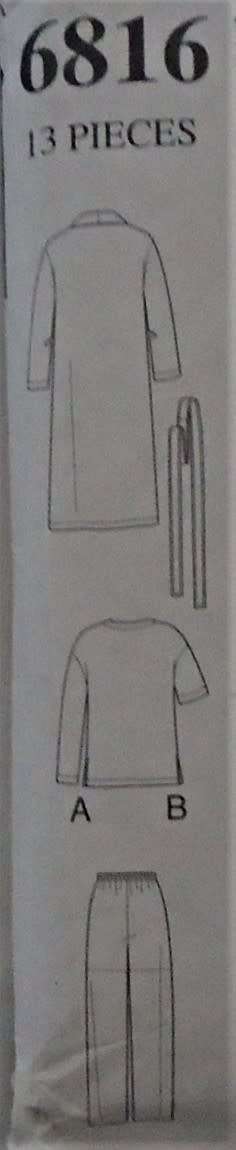 NEW LOOK 6816 -UNISEX GOWN-SHORT & LONG PJS  SIZE S-XXL (34-52") COMPLETE-UNCUT-F/FOLDED