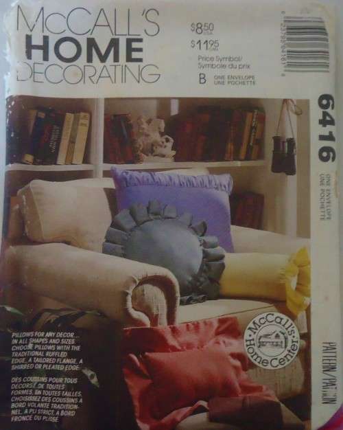 McCALLS HOME 6416 CUSHIONS & PILLOWS - ONE SIZE- COMPLETE-UNCUT-F/FOLDED