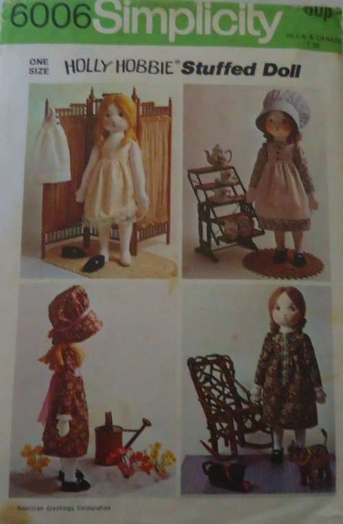 SIMPLICITY 6006 HOLLY HOBBIE STUFFED DOLL - RAG DOLL & WARDROBE WITH TRANSFER