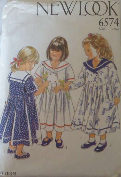 NEW LOOK PATTERNS 6574  GIRLS SAILOR DRESS  SIZE 3-8 YEARS COMPLETE