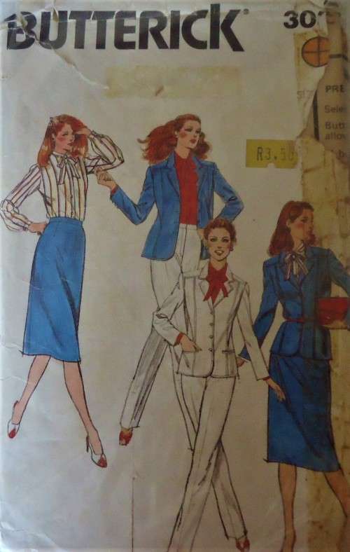 BUTTERICK 3036 JACKET-BLOUSE-SKIRT-PANTS SIZE 12 COMPLETE-ZIPLOC BAG