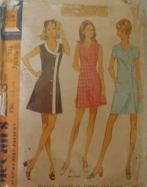 VINTAGE McCALLS 2306  DRESS WITH FRONT WRAP SIZE 10 BUST 32 1/2" COMPLETE-ZIPLOC BAG