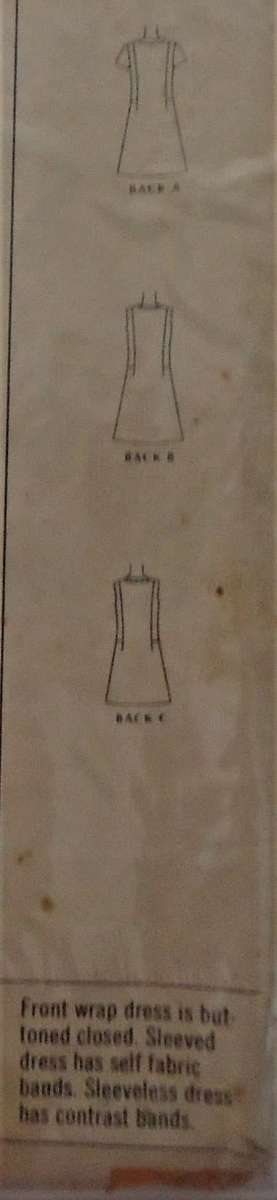 VINTAGE McCALLS 2306  DRESS WITH FRONT WRAP SIZE 10 BUST 32 1/2" COMPLETE-ZIPLOC BAG