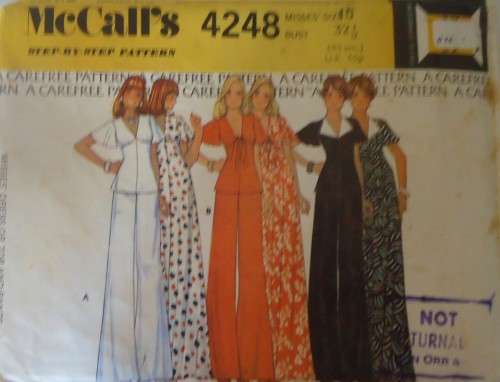 VINTAGE McCALLS 4248 DRESS-TOP-PANTS SIZE 10 BUST 32 1/2` COMPLETE