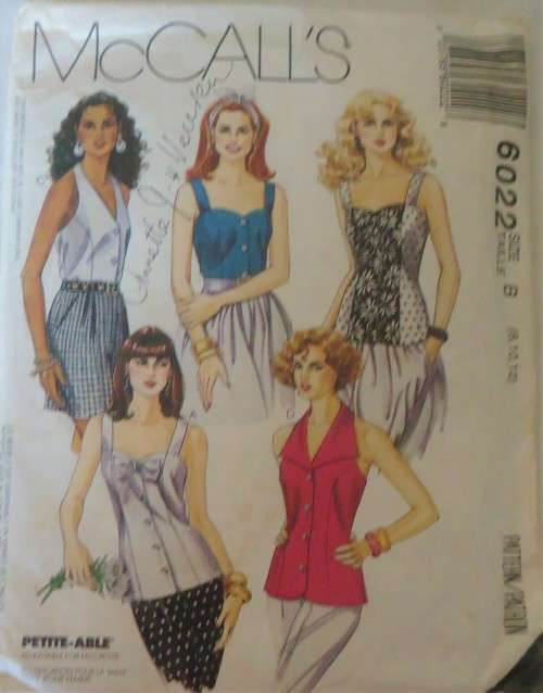 McCALLS M6022 STUNNING TOPS SIZE B=8-10-12 COMPLETE-SEE LISTING