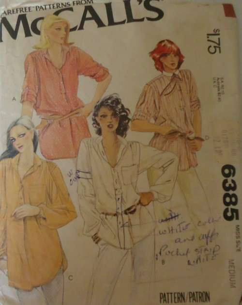 McCALLS 6385 SET OF BLOUSES OR TUNICS SIZE MEDIUM = 14-16 COMPLETE