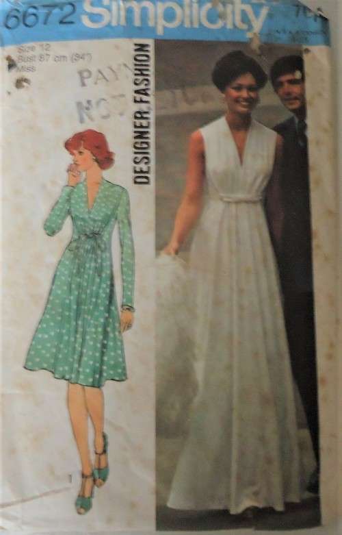 SIMPLICITY 6672 DESIGNER FASHION DRESS  SIZE 12 BUST 87 CM/34" COMPLETE