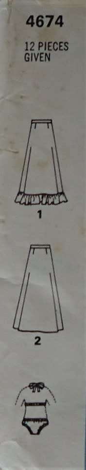 VINTAGE STYLE 4674 WRAP SKIRT & BIKINI SIZE 12 BUST 34` COMPLETE-UNCUT-F/FOLDED