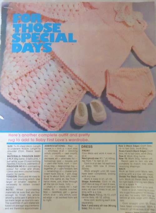 FIRST LOVE-FOR THOSE SPECIAL DAYS-DRESS-PANTIES-SHOES-RUG -WOMAN'S VALUE SEPTEMBER 1982