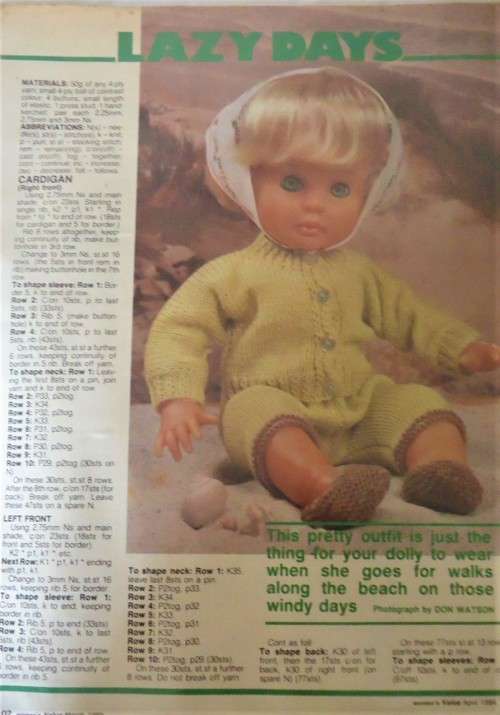 FIRST LOVE-LAZY DAYS-CARDIGAN-BERMUDAS-SHOES WOMAN'S VALUE APRIL 1984