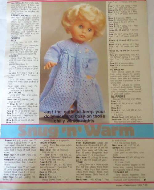 FIRST LOVE-SNUG & WARM-GOWN & SLIPPERS WOMAN'S VALUE-AUGUST 1984