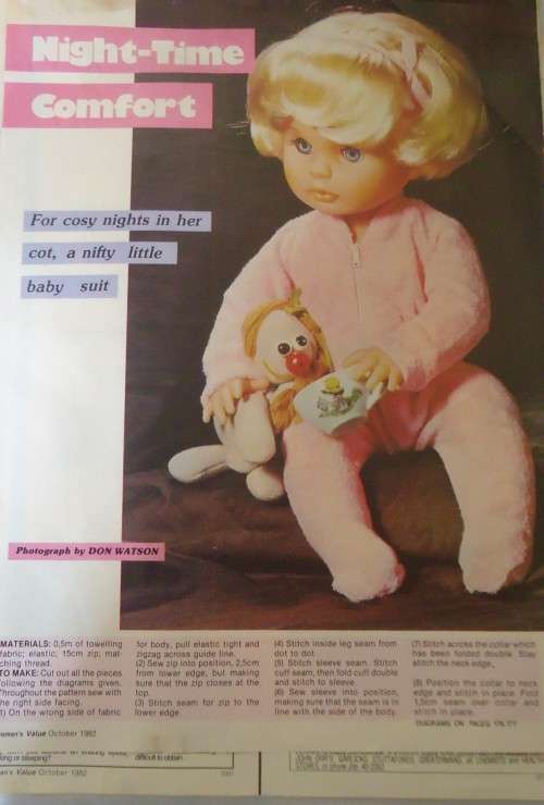 FIRST LOVE-NIGHT TIME COMFORT-BABY GRO TO MAKE-WOMAN'S VALUE  OCTOBER 1982 WITH PATTERN