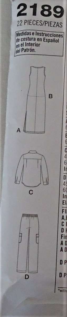 SIMPLICITY 2189 SHIRT-PANTS-KNIT DRESS OR TOP SIZE 10-12-14-16-18 COMPLETE