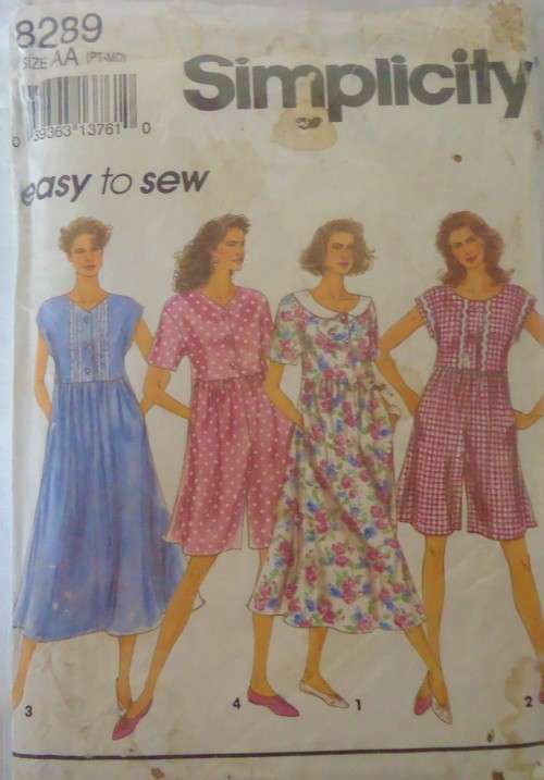 SIMPLICITY 8289  DRESS & JUMPSUIT SIZE 6-16 COMPLETE-ZIPLOC BAG