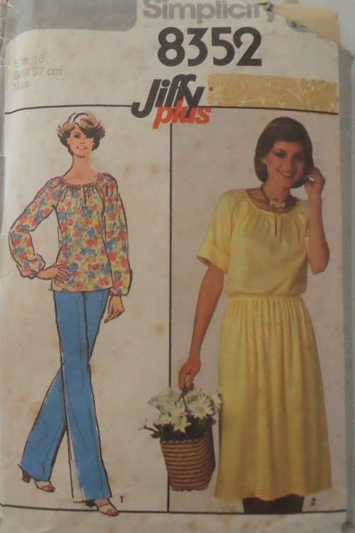 SIMPLICITY 8352 PEASANT PULLOVER TOP-SKIRT-PANTS SIZE 16 BUST 87 CM COMPLETE