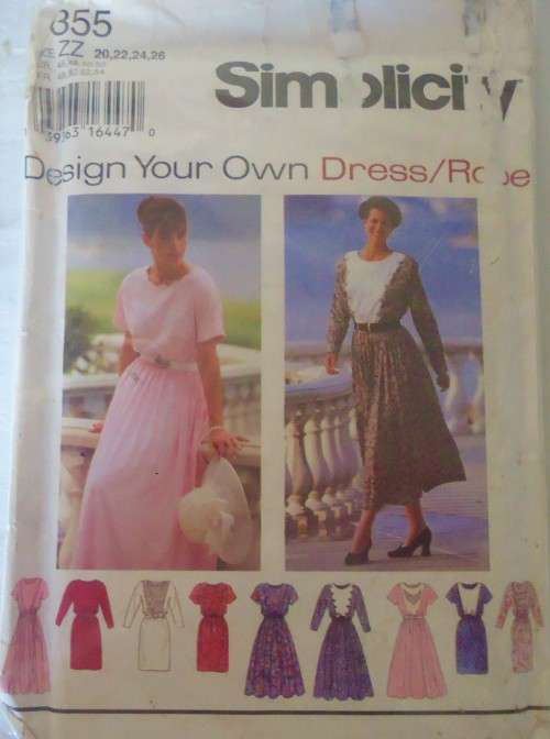 SIMPLICITY 9355  DESIGN YOUR  OWN DRESS SIZE ZZ 20-22-24-26 COMPLETE-ZIPLOC BAG