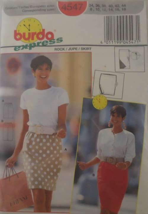 BURDA PATTERNS 4547   SKIRT- SIZE 10-12-14-16-18 COMPLETE-UNCUT-F/FOLDED-SEALED