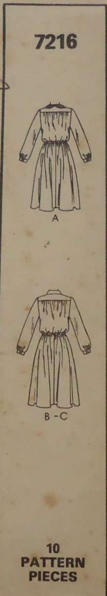 McCALLS 7216   PULLOVER DRESS SIZE 16 BUST 38` COMPLETE