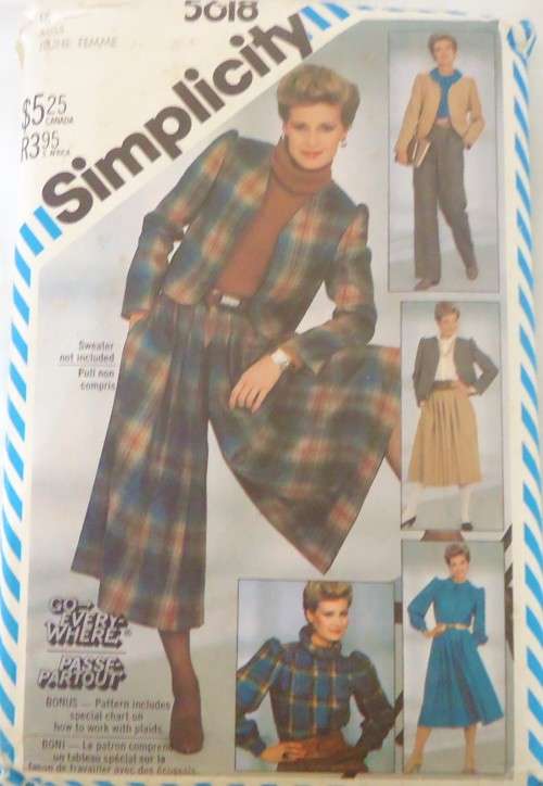 SIMPLICITY 5618 PANTS-CULOTTES-BLOUSE-LINED JACKET SIZE 16  COMPLETE-MOSTLY UNCUT