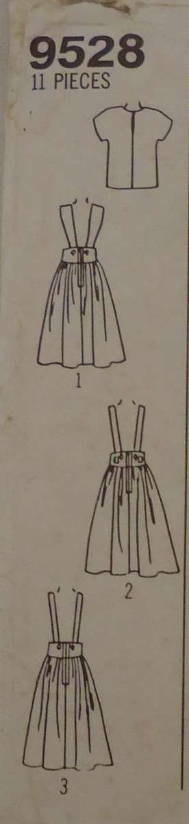 SIMPLICITY 9528 GIRLS SUSPENDER SKIRTS & PULLOVER BLOUSE SIZE 7-14 YEARS` COMPLETE