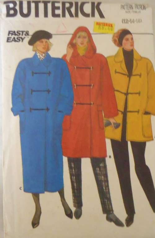 BUTTERICK 4131 A LINE SEMI FITTED COAT  SIZE 12-14-16 SEE LISTING