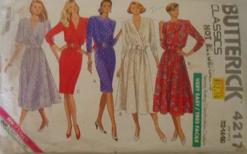 BUTTERICK 4217 DRESS WITH LOOSE FITTING BODICE SIZE 12 - 14 - 16 COMPLETE