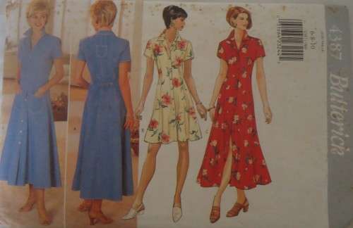 BUTTERICK 4387 FITTED AND FLARED DRESS SIZE 6-8-10 - COMPLETE
