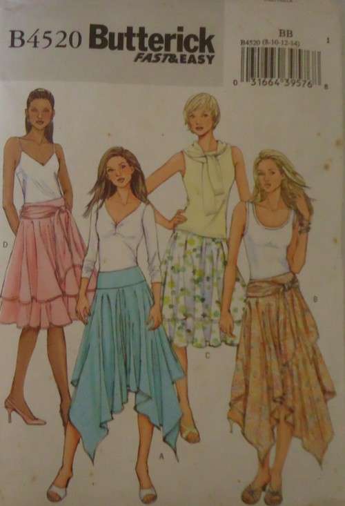 BUTTERICK B4520 SET OF HANKERCHIEF & TIERED SKIRTS  -SIZE BB8-10-12-14 COMPLETE
