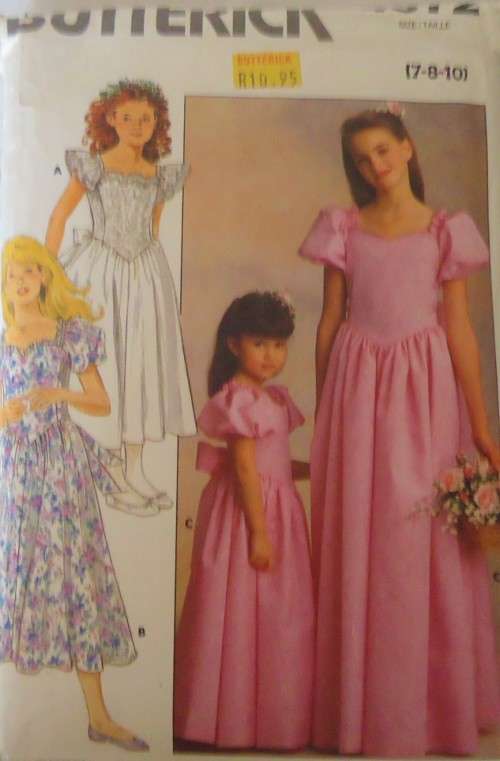 BUTTERICK 4672 GIRLS BRIDESMAID DRESSES SIZES 7-8-10 YEARS -COMPLETE