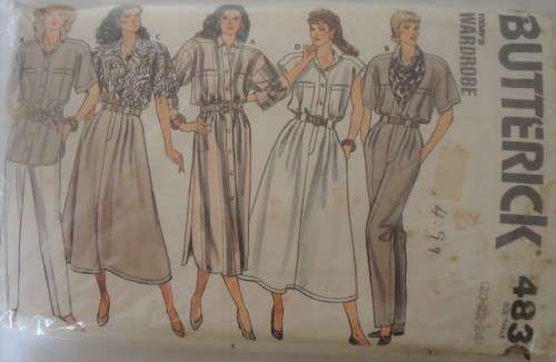 BUTTERICK 4836 DRESS-TOP-SKIRT-PANTS SIZE 8-10-12 COMPLETE- CUT TO SIZE 12