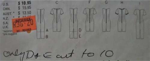 BUTTERICK 4998 FITTED STRAIGHT LINED DRESS SIZE 6-8-10 COMPLETE-CUT TO  SIZE 10