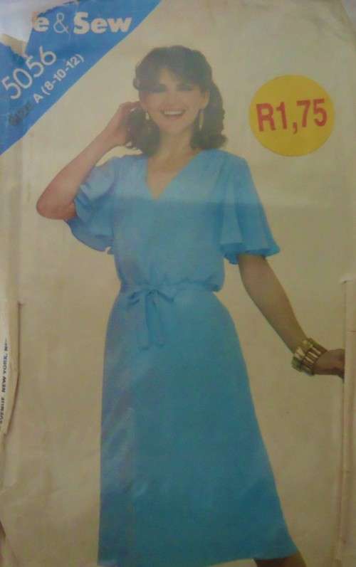 BUTTERICK 5056 DRESS & TIE BELT SIZE A 8-10-12 COMPLETE-ZIPLOC BAG