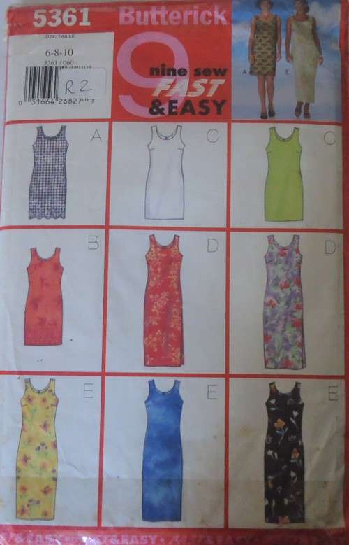 BUTTERICK 5361 FITTED STRAIGHT LINED DRESS SIZE 6-8-10 COMPLETE CUT TO SIZE 10