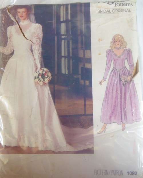 VOGUE PATTERNS - BRIDAL ORIGINAL  1092 SIZE 14 - COMPLETE-UNCUT-F/F - ZIPLOC BAG