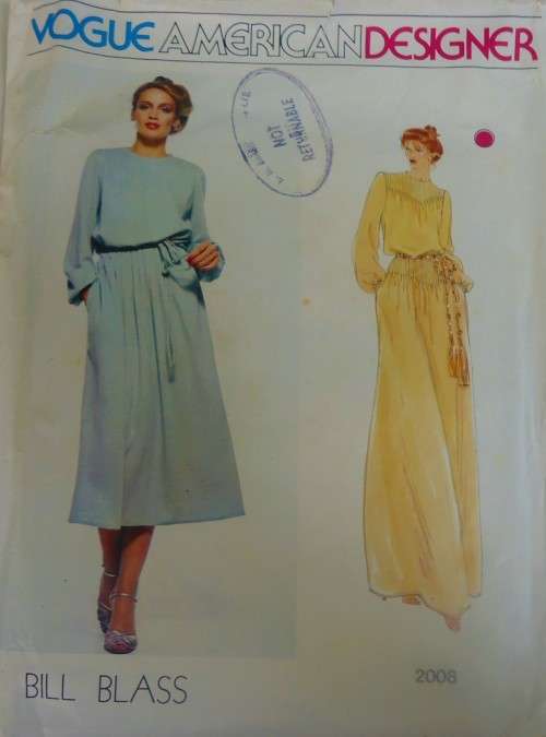 VOGUE AMERICAN DESIGNER BILL BLASS 2008  LOOSE FITTING PULLOVER DRESS SIZE 12 COMPLETE