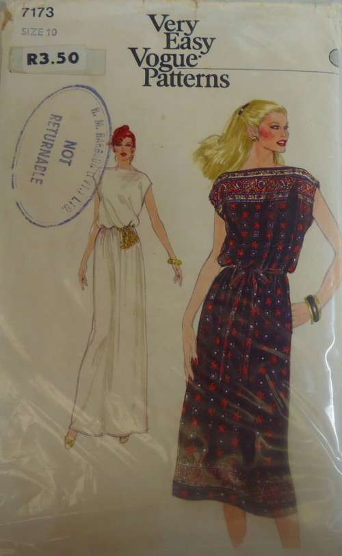 VOGUE PATTERN 7173LOOSE FITTING BLOUSON PULLOVER DRESS SIZE 10- ZIPLOC BAG