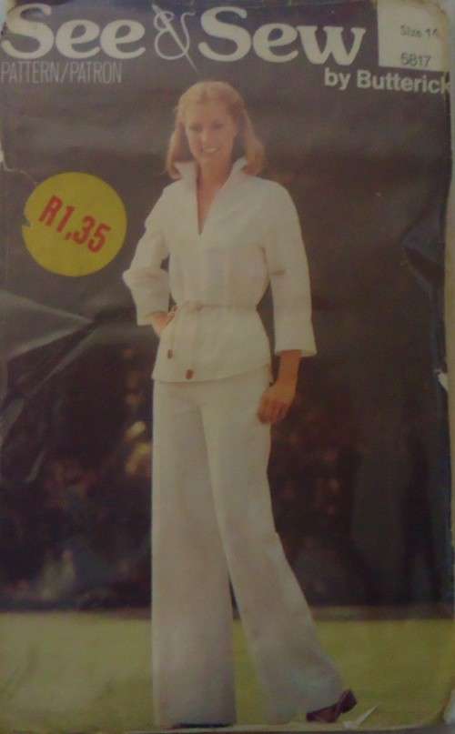 BUTTERICK 5817 TOP & PANTS SIZE 14 COMPLETE-ZIPLOC BAG