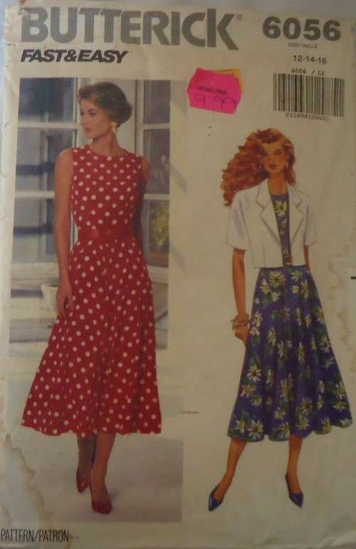 BUTTERICK 6056 DRESS & BOLERO 12-14-16 COMPLETE CUT TO SIZE 16
