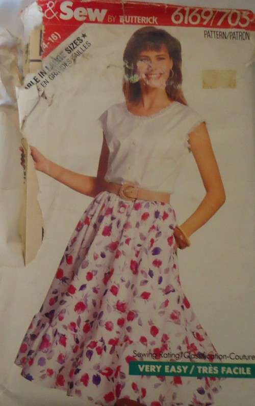 BUTTERICK 6169 TOP & SKIRT  SIZE 12-14-16 SEE LISTING