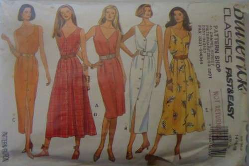 BUTTERICK 6839 DRESS WITH NECKLINE VARIATIONS SIZE 14-16-18 COMPLETE-CUT TO 18-ZIPLOC BAG