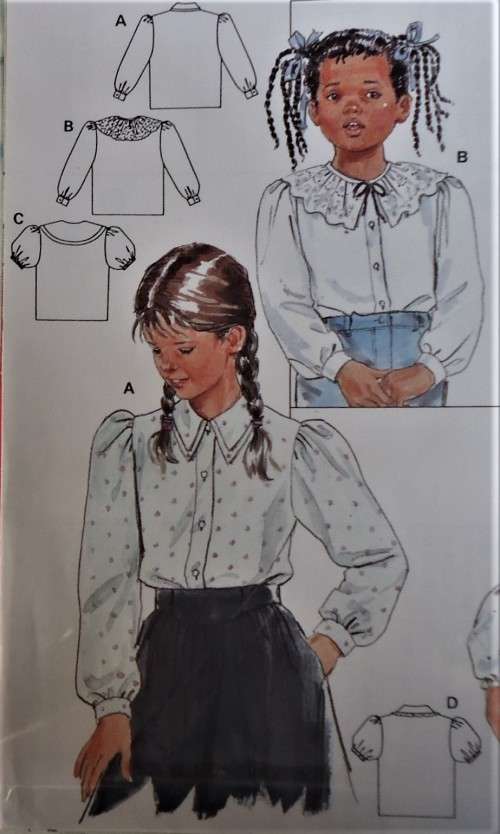 BURDA 4755 GIRLS BLOUSES SIZE 4-6-8-10-12 YEARS COMPLETE-PART CUT