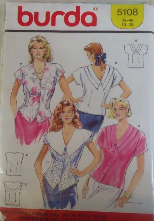 BURDA 5108 LADIES TOPS SIZE 10-20 SEE LISTING