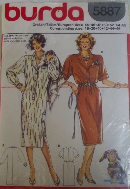 BURDA 5887 SHIRT-DRESS SIZE 18-20-40-42-44-46 COMPLETE