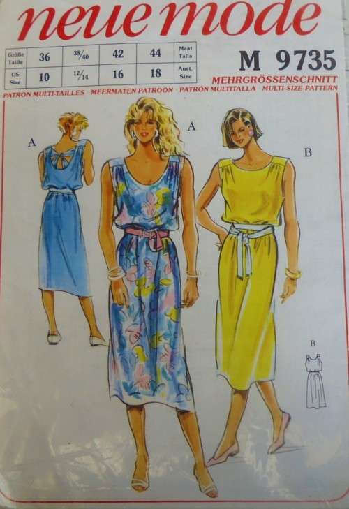 NEUE MODE M 9735 DRESS SIZE 10-12/14-16-18 COMPLETE-PART CUT