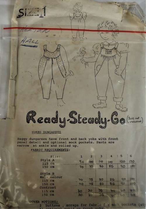 READY-STEADY-GO PATTERN  - YOKED DUNGAREES - AGE 1 SEE LISTING