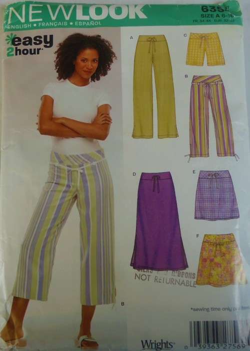 NEW LOOK PATTERNS 6354 SET OF HIPSTER SKIRTS & PANTS SIZE 6-16  COMPLETE